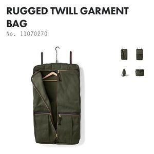 Filson garment bag leather canvas rugged nwot